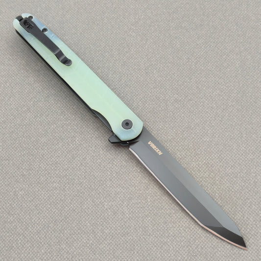 VORIXN Flipper Knife 2Cr13 & Carbon Fiber Handle (4.7" D2 Blade) KM004
