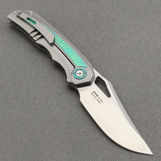 RIHE Design Folding Knife Titanium+Crystallized Titanium Handle (3.7" Bohler M398 Blade) KB076