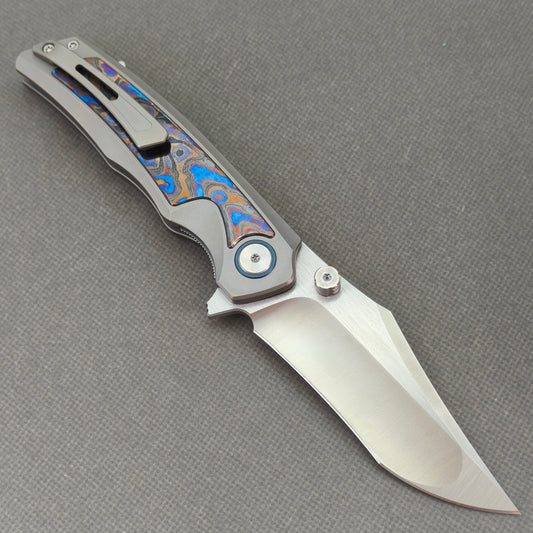 VORIXN KB030 Abyssal Folding Knife – open clip side view showing pocket clip and Zirconium handle profile