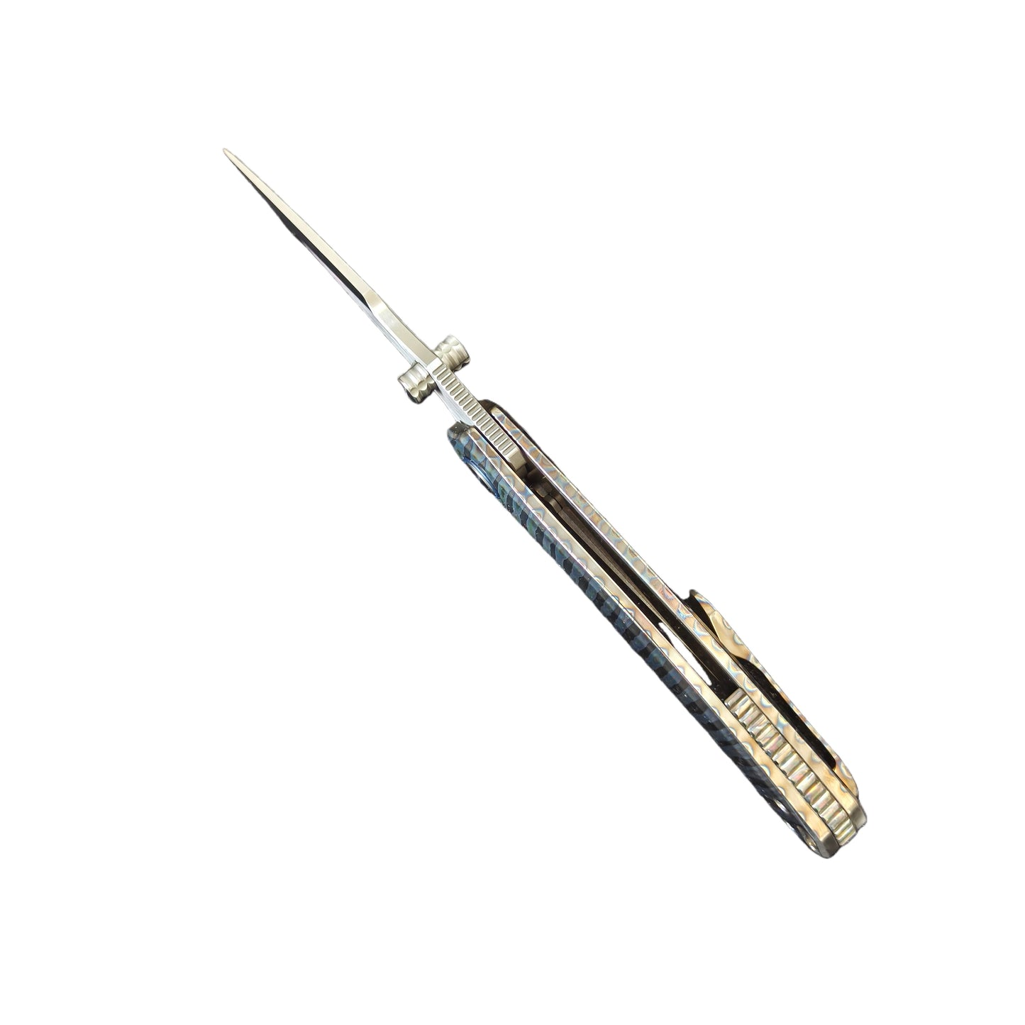 Couteau pliant Vorixn « TitanFlame » avec ergot de pouce, manche en titane et lame en acier VG10 de 9,1 cm (3,6 pouces) KB045