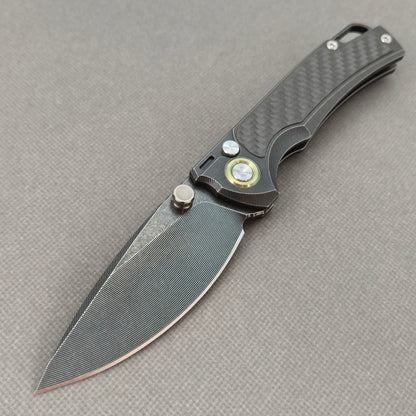 RIHE Design Klappmesser Titan+Carbon Fiber Griff (9,4 cm Bohler M390 Klinge) KB077