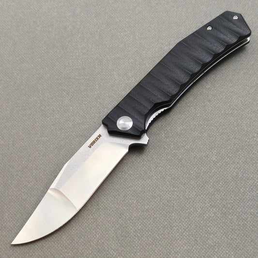 VORIXN KA002 Folding Knife – open non-clip side view showing Stainless Steel & G10 handle and 9Cr13 blade profile