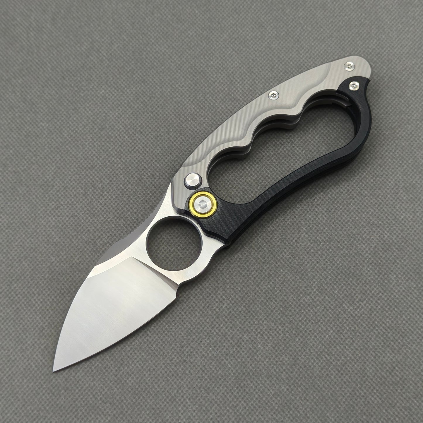RIHE Design Folding Knife Titanium+G10 Handle (2.4" D2 Blade) KB073