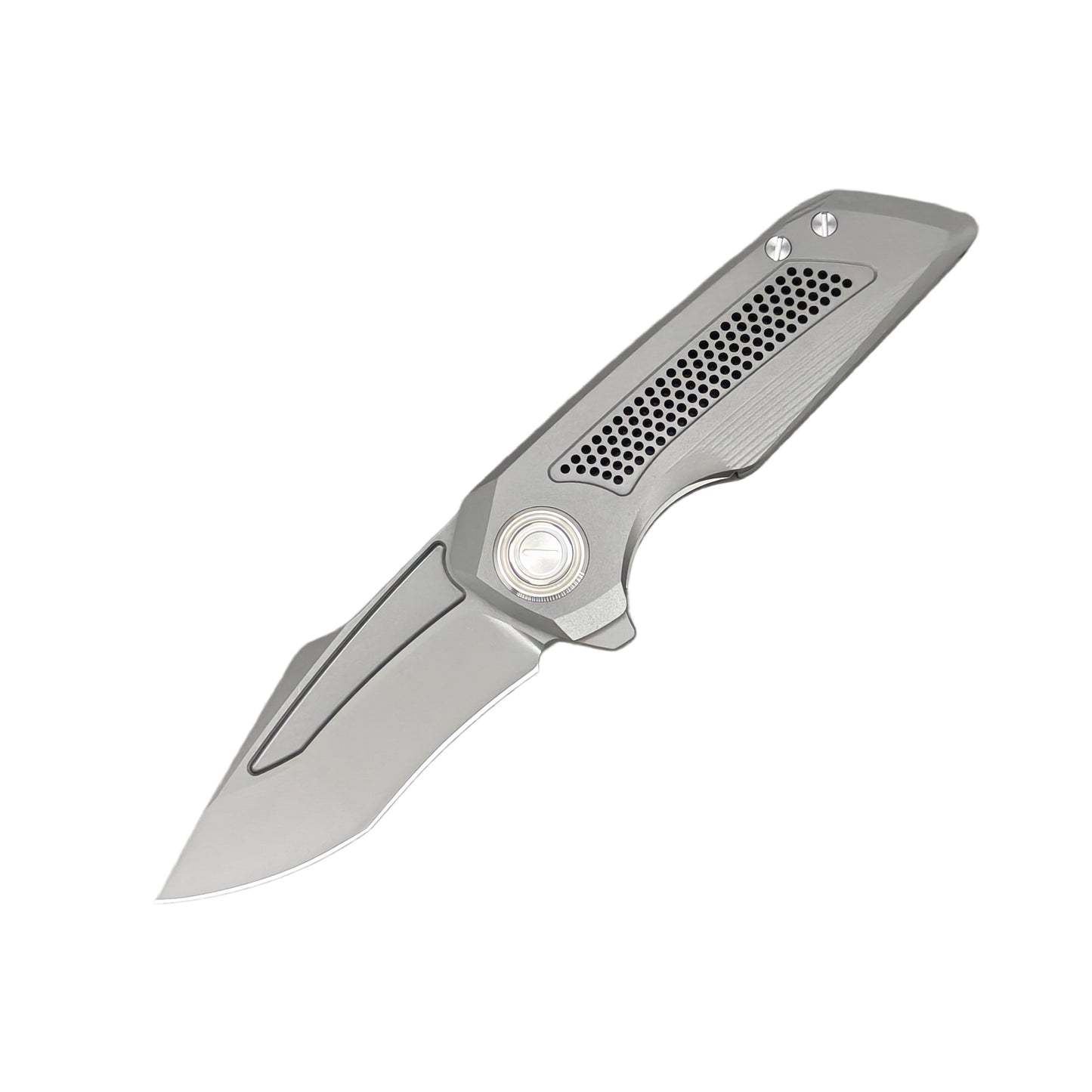 VORIXN Aerial KB072 S35VN folding knife open, non-clip side, blade angled 45 degrees down left