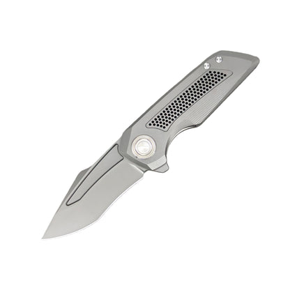 VORIXN Aerial KB072 S35VN folding knife open, non-clip side, blade angled 45 degrees down left