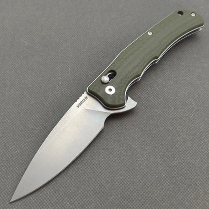 Couteau pliant VORIXN avec manche en acier inoxydable et G10 (lame D2 de 3,7") KA015
