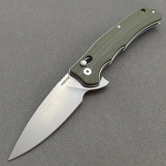 VORIXN Flipper Messer Edelstahl & G10 Griff (9,4 cm D2 Klinge) KA015