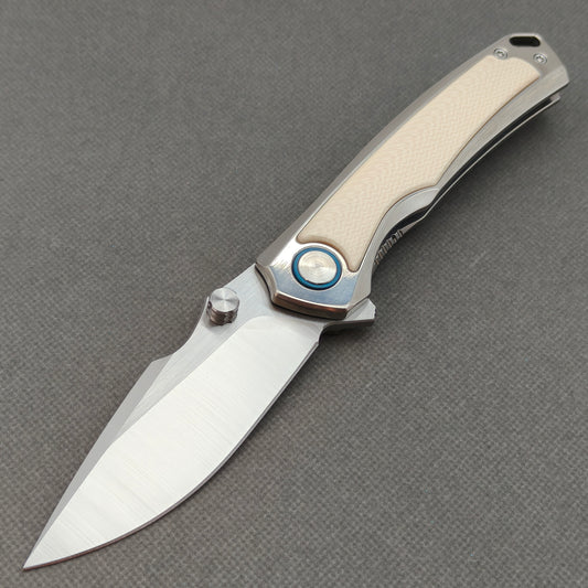 Couteau Vorixn "LUCENT" Flipper et Repose-Pouce Titane & Manche en Composite Minéral Usiné (lame 10Cr15CoMoV de 3,6") KB044