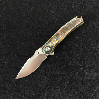 VORIXN Verdant folding knife open non-clip side with VG10 blade angled downward