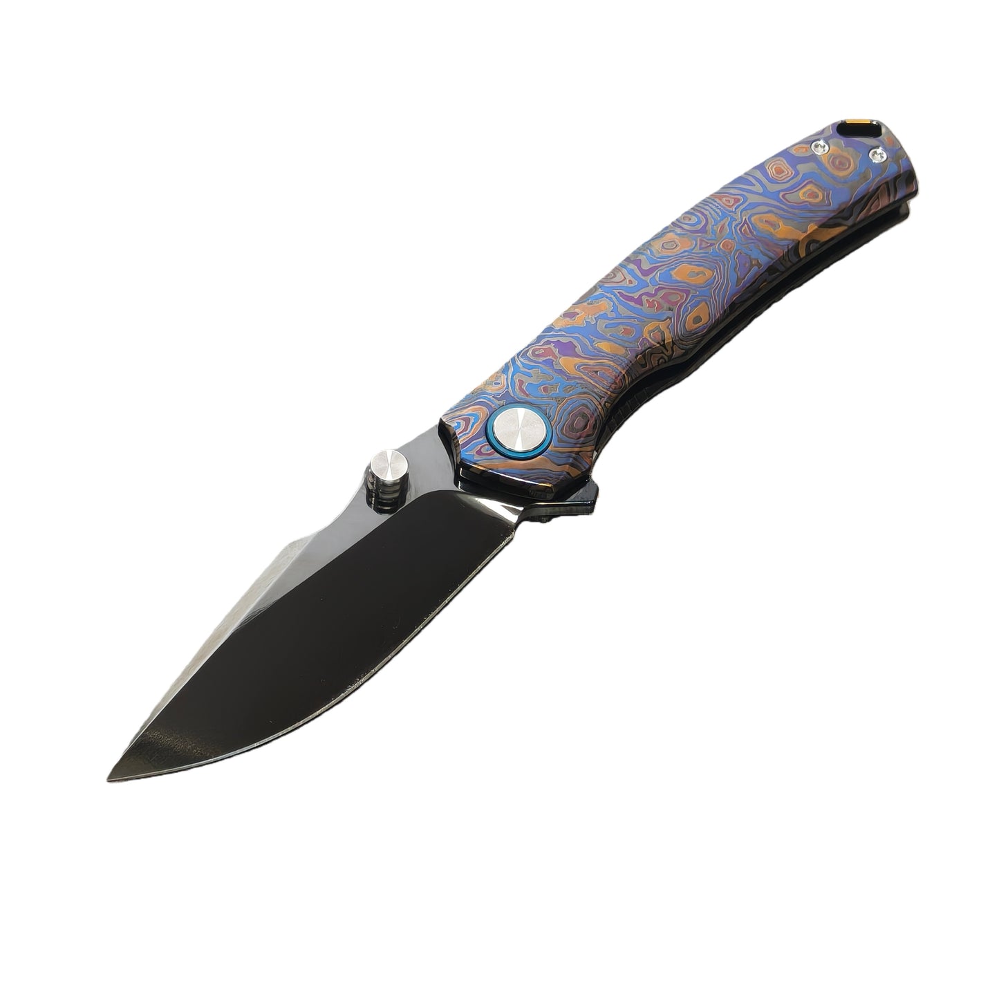 VORIXN Topograph Zirconium VG10 folding knife open non-clip side blade angled 45 degrees lower left