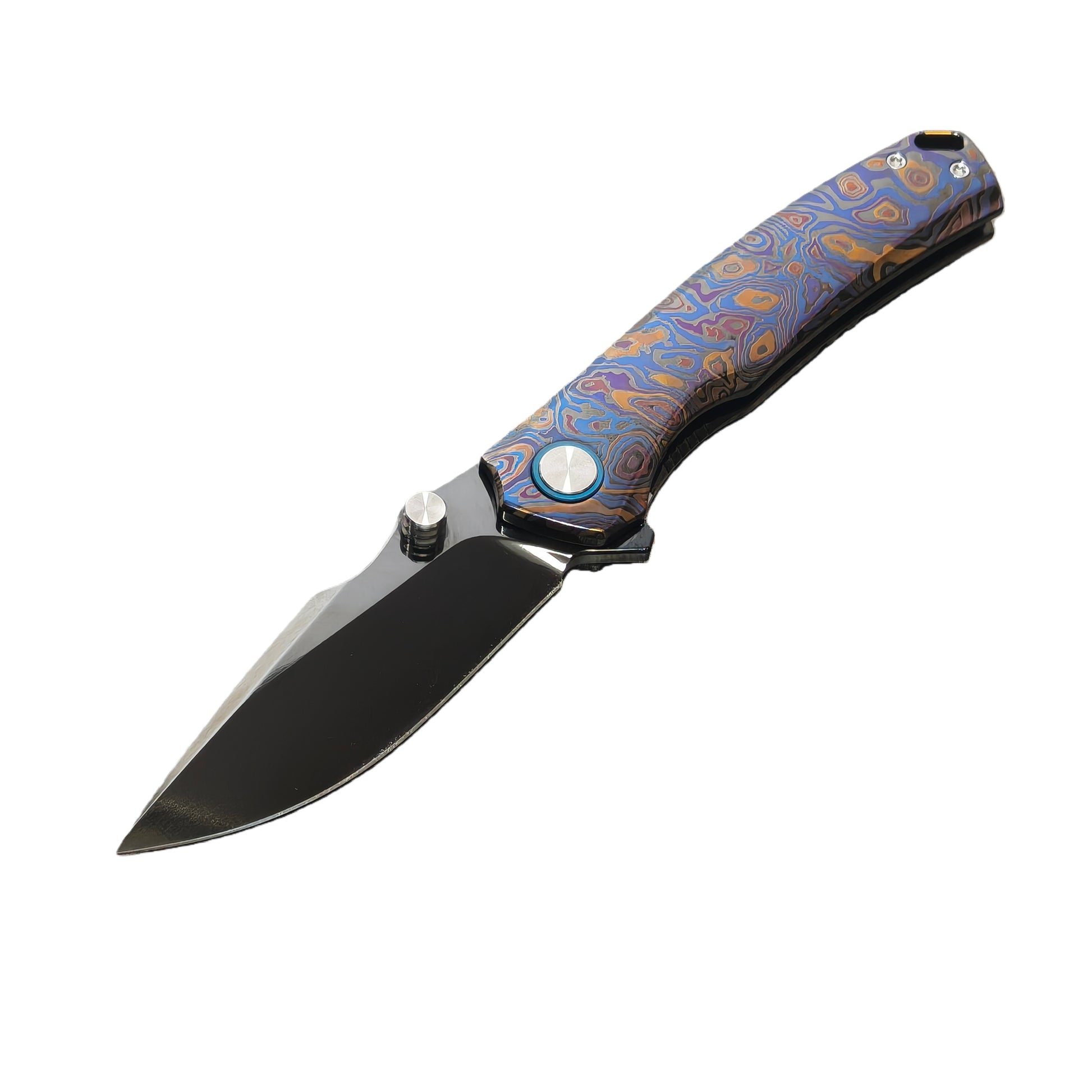 VORIXN Topograph Zirconium VG10 folding knife open non-clip side blade angled 45 degrees lower left