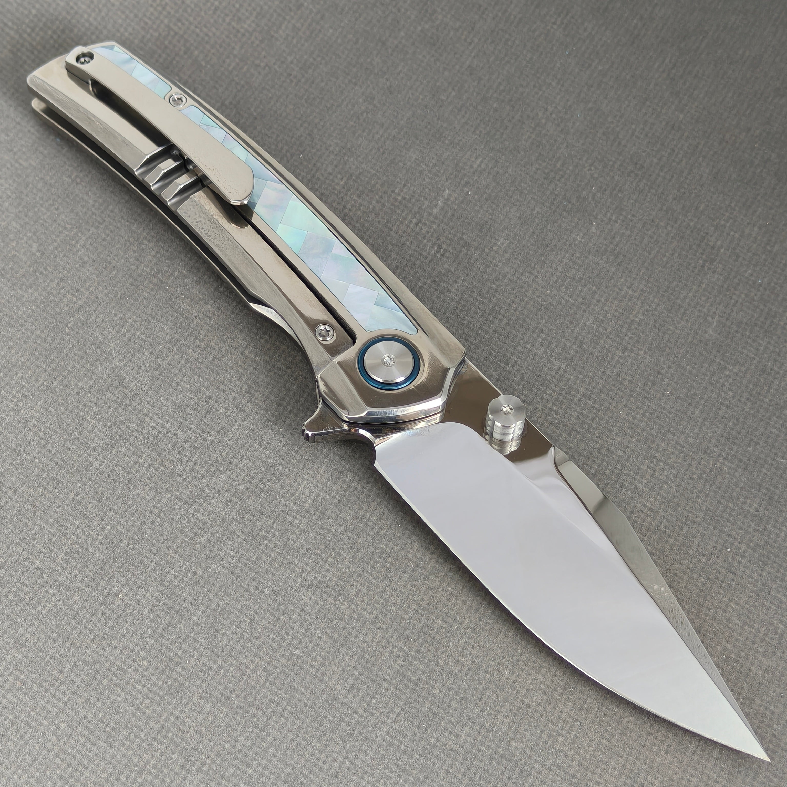 VORIXN KB092 Ocean Mirage M390 White MOP Titanium Folding Knife