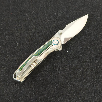 VORIXN Verdant VG10 folding knife open clip side with blade angled up