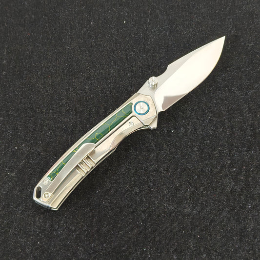 VORIXN Verdant VG10 folding knife open clip side with blade angled up