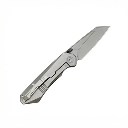 VORIXN Aerial KB071 titanium PVD folding knife open, clip side, blade angled 45 degrees up right