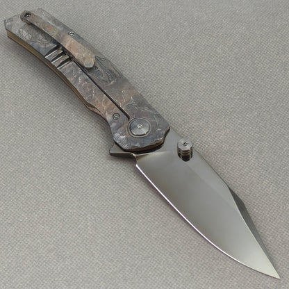 VORIXN "Rex" (3.8" M390 Blade) Hand-Engraved Titanium Handle Flipper & Thumb Stud Folding Knife - KB119