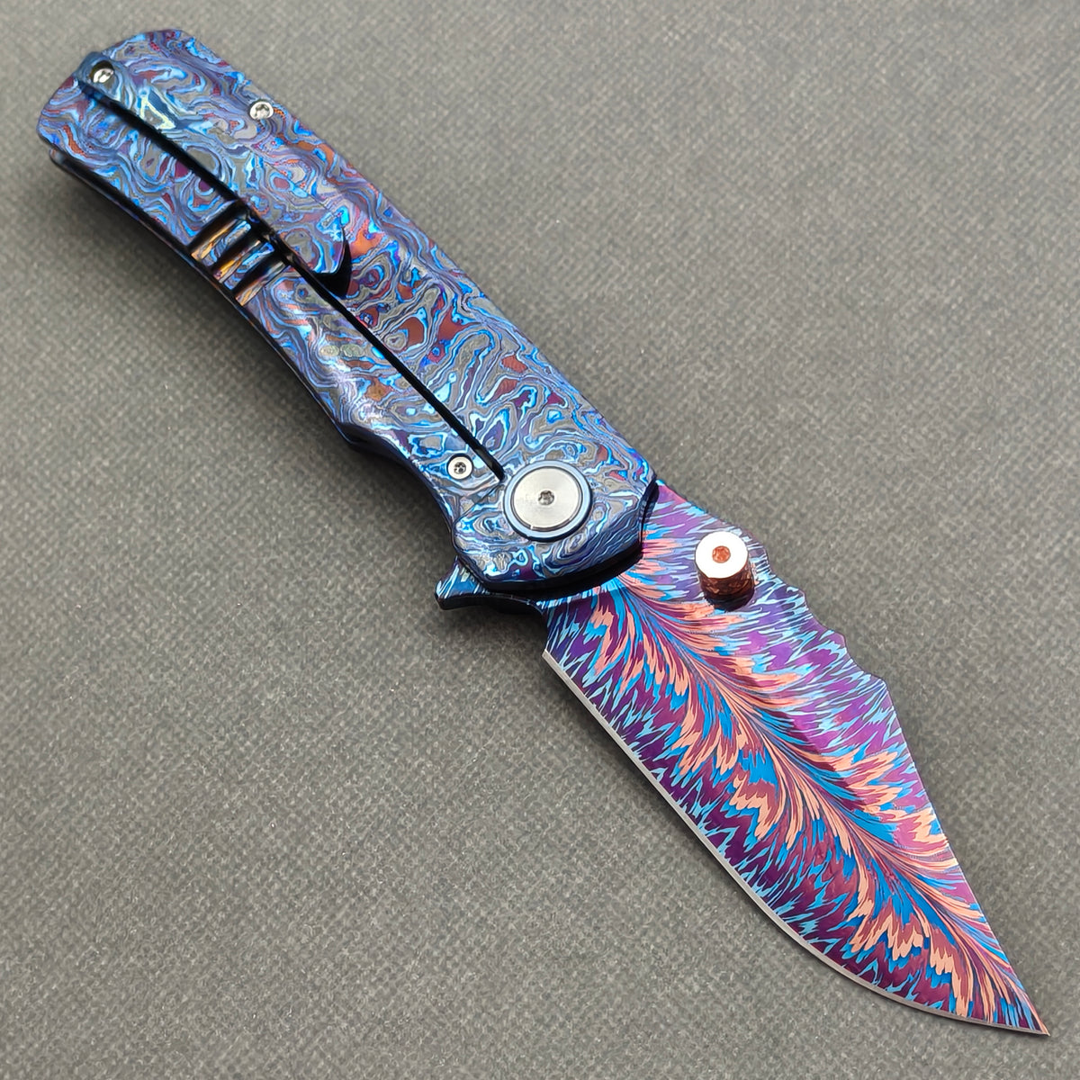 VORIXN "Riftflare" (3.7" Damascus Blade) ZircuTi Handle Flipper & Thumb Stud Folding Knife - KB142