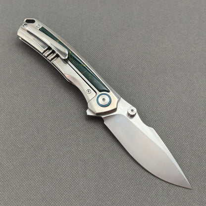 Vorixn "VERDANT" Flipper- & Daumenpin-Messer Titan & Labor-Türkis-Griff (9,14 cm 10Cr15CoMoV Klinge) KB042