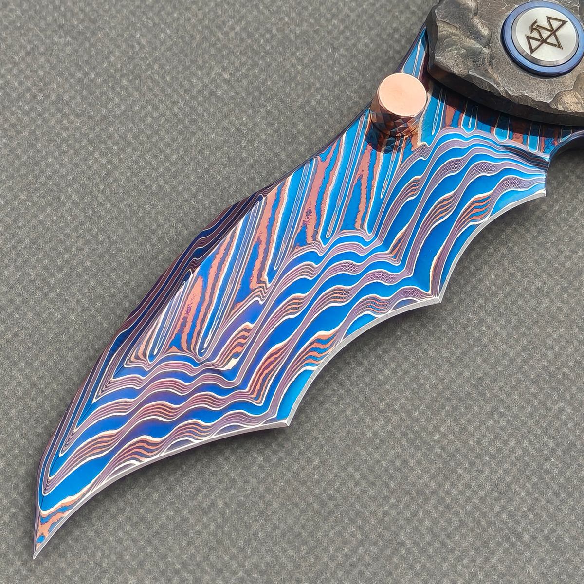 VORIXN "Rexnova" (3.8" Damascus Blade)  Titanium Handle Flipper & Thumb Stud Folding Knife - KB152