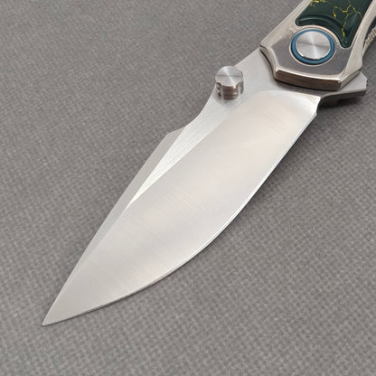 Vorixn "VERDANT" Flipper- & Daumenpin-Messer Titan & Labor-Türkis-Griff (9,14 cm 10Cr15CoMoV Klinge) KB042