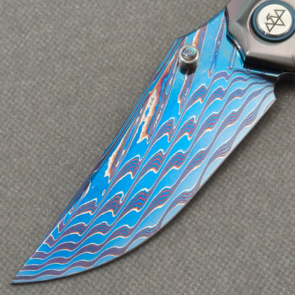 VORIXN "Spectraveil" (3.7" Damascus Blade)  Zirconium Handle Flipper & Thumb Stud Folding Knife - KB133