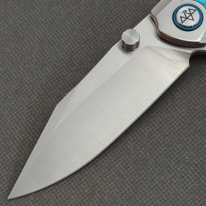VORIXN "Ocean Mirage" Flipper & Thumb Stud Knife Deep-sea Abalone Shell Inlay Titanium Handle (3.7" M390 Blade) KB113