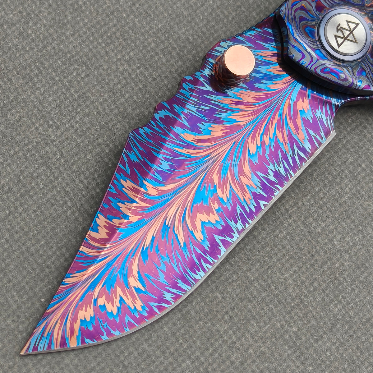 VORIXN "Riftflare" (3.7" Damascus Blade) ZircuTi Handle Flipper & Thumb Stud Folding Knife - KB142