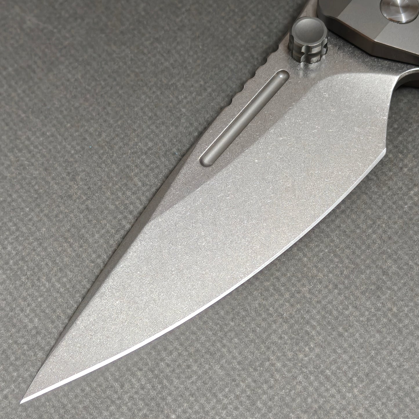 Wong Design Flipper Knife Stonewashed Titanium Handle (3.9" M390 Blade) KB086