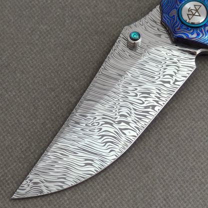 VORIXN "Seadragon" (3.7" Damascus Blade) ZircuTi Handle Flipper & Thumb Stud Folding Knife - KB138