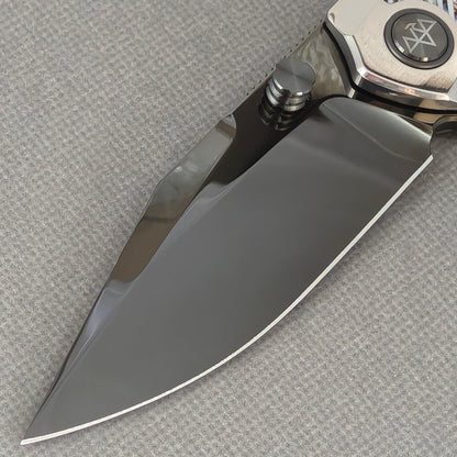 VORIXN KB103 Ocean Mirage Folding Knife – blade detail showing M390 steel and edge