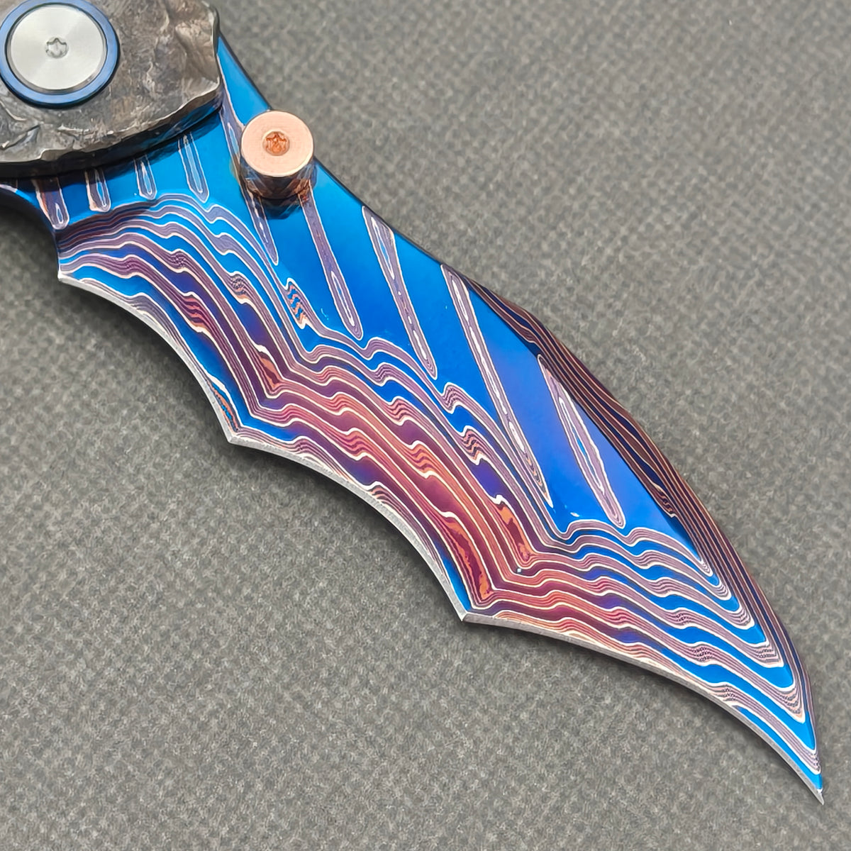 VORIXN "Rexnova" (3.8" Damascus Blade)  Titanium Handle Flipper & Thumb Stud Folding Knife - KB152