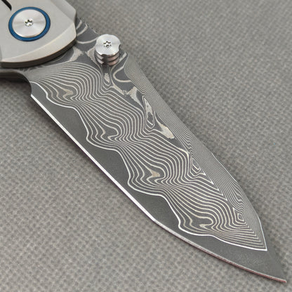 Vorixn "Topo" Flipper & Thumb Stud Knife Titanium Handle (3.7" Damascus Blade) KB102