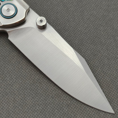 VORIXN "Ocean Mirage" Flipper & Thumb Stud Knife Deep-sea Abalone Shell Inlay Titanium Handle (3.7" M390 Blade) KB113