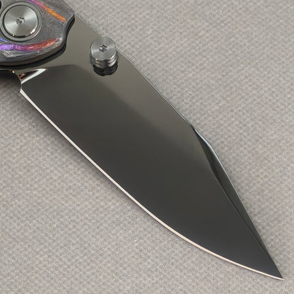 VORIXN "Voidmaw" (3.8" M390 Blade) Hand-Engraved & Anodized Titanium Handle Flipper & Thumb Stud Folding Knife - KB123