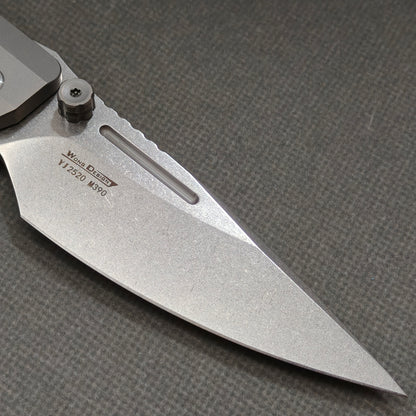Wong Design Flipper Knife Stonewashed Titanium Handle (3.9" M390 Blade) KB086