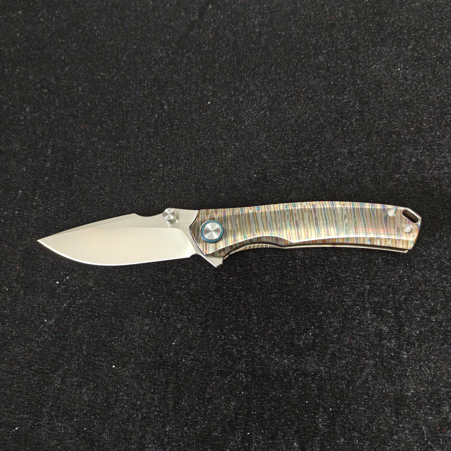 Vorixn "TitanFlame" Flipper & Thumb Stud Knife Hand Flame Titanium Handle (3.6" VG10 steel Blade) KB045