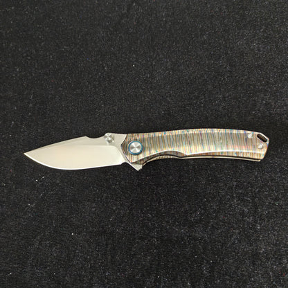 Vorixn "TitanFlame" Flipper & Thumb Stud Knife Hand Flame Titanium Handle (3.6" VG10 steel Blade) KB045
