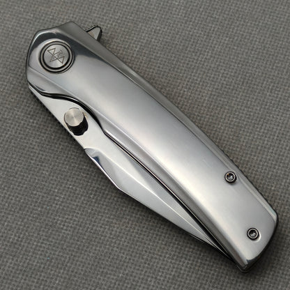 VORIXN „Obsidian Current“ Flipper- & Daumenpin-Messer, handgeflammter Zirkoniumgriff (9,7 cm M390 Klinge) KB087