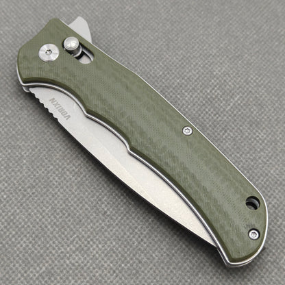 Couteau pliant VORIXN avec manche en acier inoxydable et G10 (lame D2 de 3,7") KA015