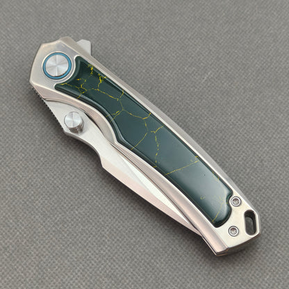 Vorixn "VERDANT" Flipper- & Daumenpin-Messer Titan & Labor-Türkis-Griff (9,14 cm 10Cr15CoMoV Klinge) KB042