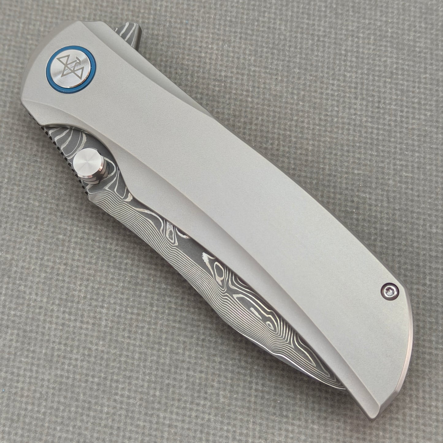 Vorixn "Topo" Flipper & Thumb Stud Knife Titanium Handle (3.7" Damascus Blade) KB102