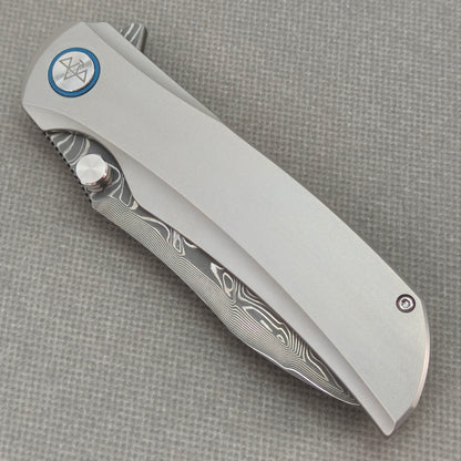 Vorixn "Topo" Flipper & Thumb Stud Knife Titanium Handle (3.7" Damascus Blade) KB102