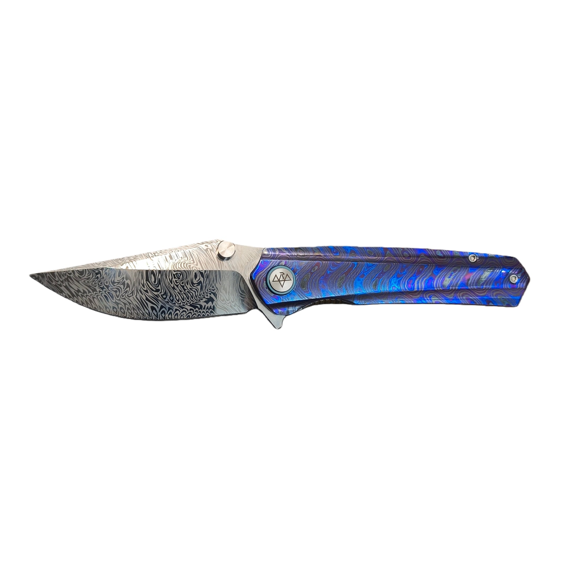 Vorixn Lumin folding knife fully open showing non-clip side, blade horizontal