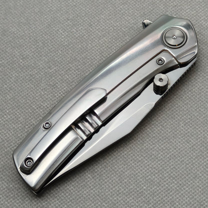 VORIXN „Obsidian Current“ Flipper- & Daumenpin-Messer, handgeflammter Zirkoniumgriff (9,7 cm M390 Klinge) KB087