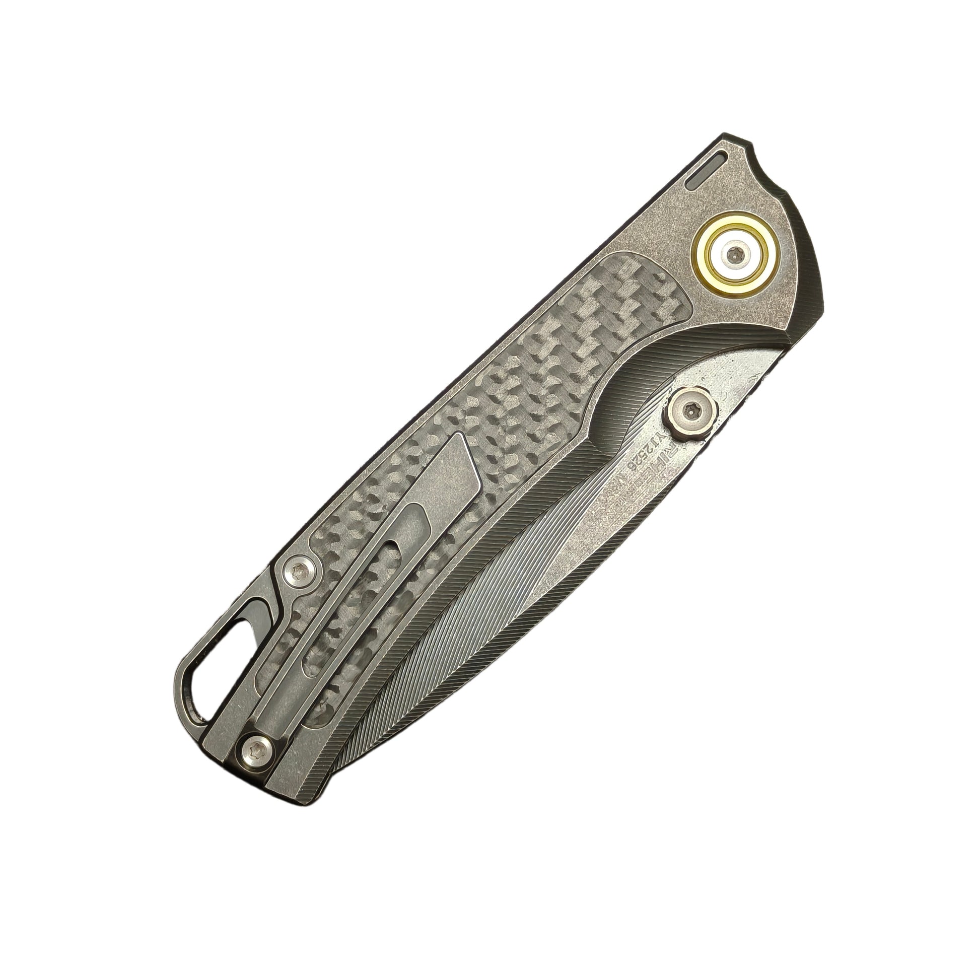4. VORIXN KB077 folding knife closed clip side full profile with black PVD titanium handle and pocket clip