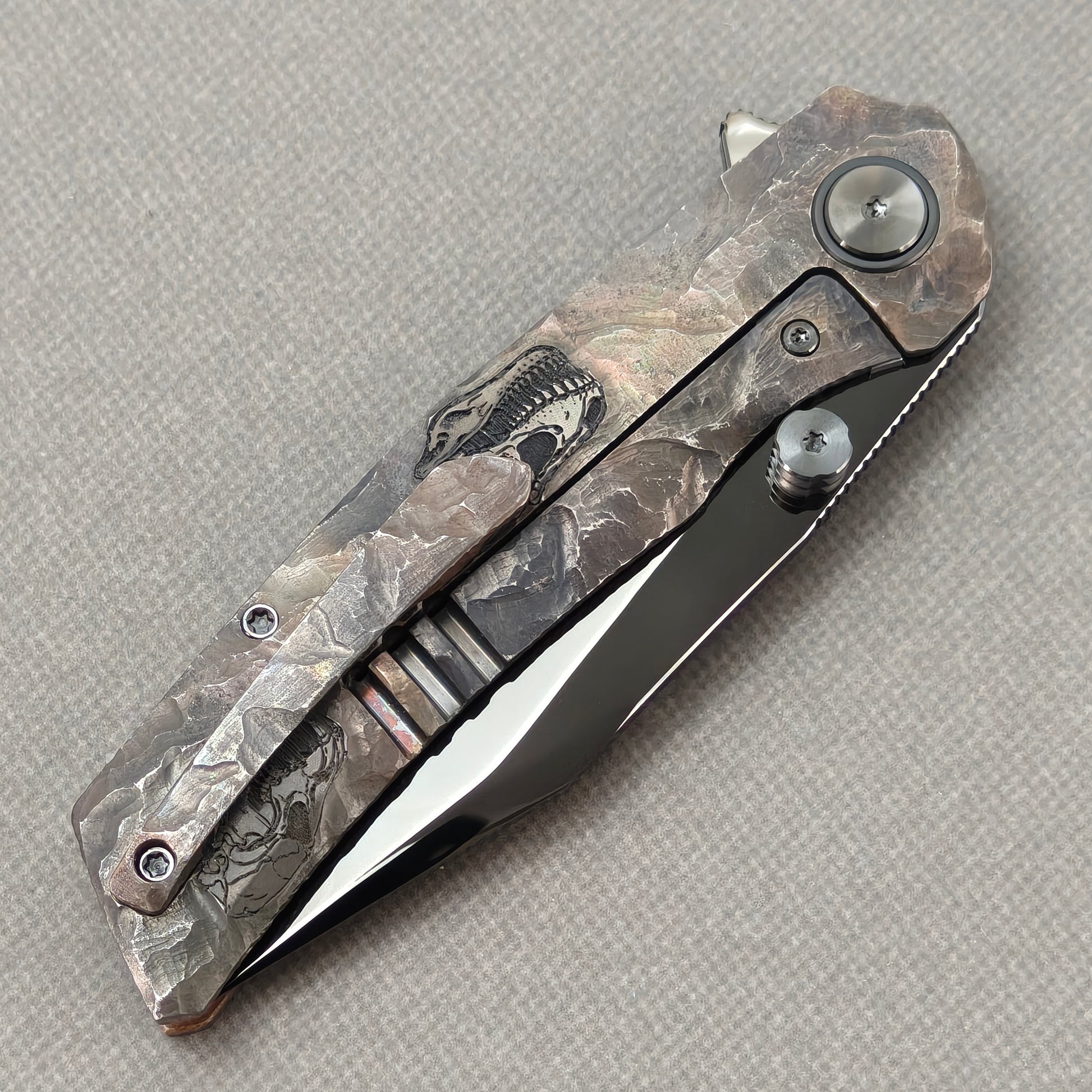 VORIXN Rex KB119 Folding Knife – closed clip side view with pocket clip and titanium handle back