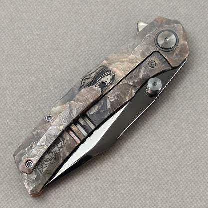 VORIXN Rex KB119 Folding Knife – closed clip side view with pocket clip and titanium handle back