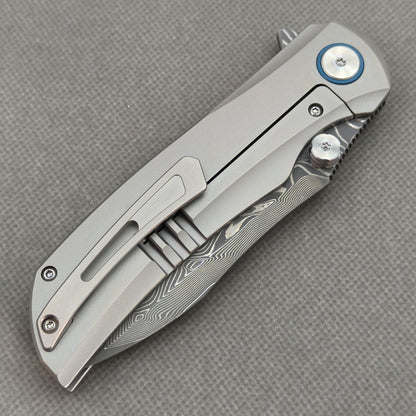 Vorixn "Topo" Flipper & Thumb Stud Knife Titanium Handle (3.7" Damascus Blade) KB102
