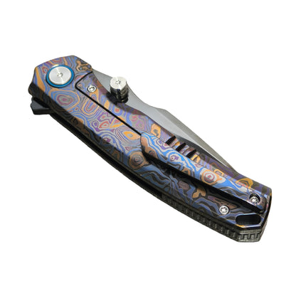 VORIXN Topograph Zirconium VG10 folding knife closed pocket clip side full knife view