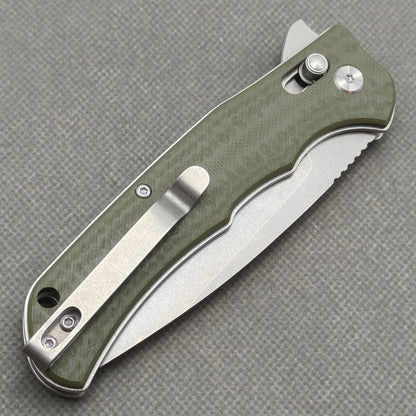 Couteau pliant VORIXN avec manche en acier inoxydable et G10 (lame D2 de 3,7") KA015